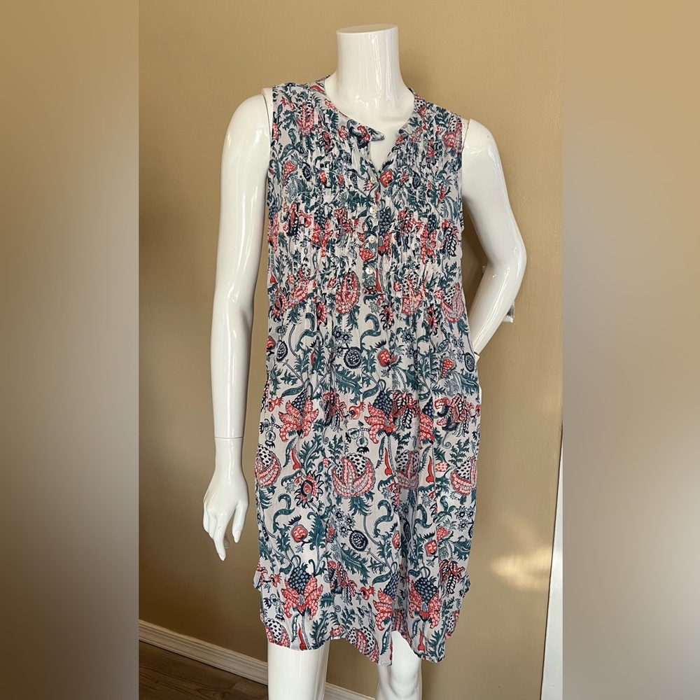 ROLLER RABBIT Smocked Sleeveless Printed Dress